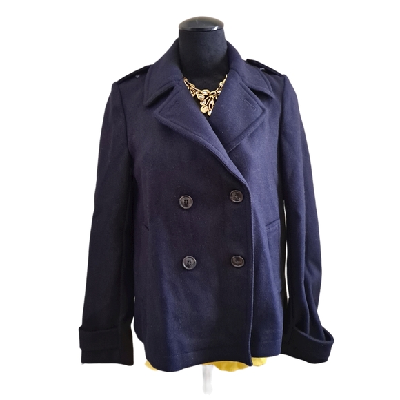 GAP Jackets & Blazers - GAP Womens Blue Pea Coat Large Tall